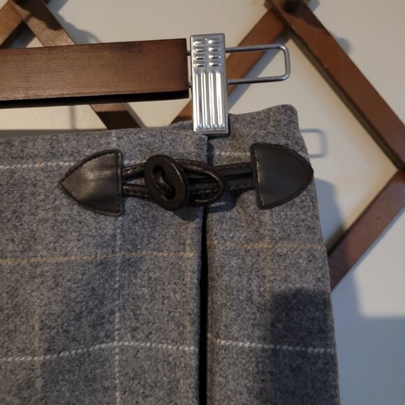 VINTAGE Saks Fifth Avenue Wool Wrap Gray Window Pane Skirt SZ 10 - Picture 3 of 5